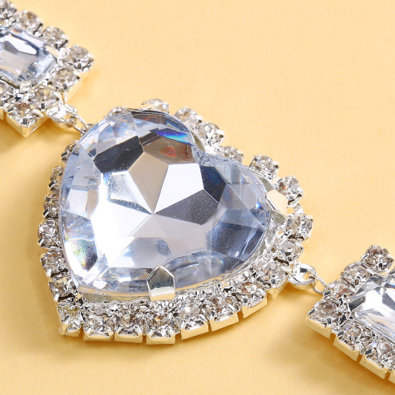 Сърцевидна верига за тяло и талия за танц на корема, с Rhinestone кристали и електроплатина