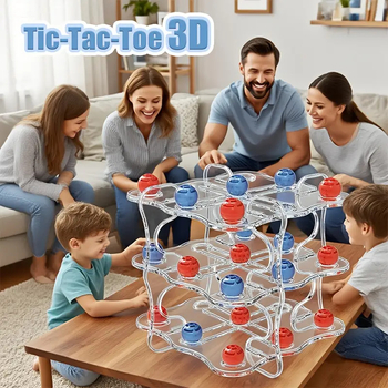 Plastična 3D kristalna igra Tic-Tac-Toe za dva igrača, za djecu — razvoj logičkog razmišljanja, koordinacija ruka-oko, interaktivno učenje