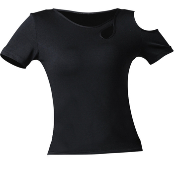 Ženski T-shirt za moderne plesove, latino i balet, otvoreno rame, tijesna silueta, trening odjeća