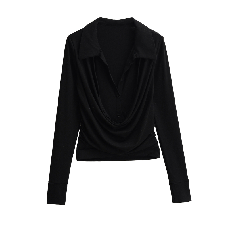 Košulja – lažni dvodijelni set, uredski stil, poliester, dugi rukav, ovratnik swing, slim fit, proljeće 2025