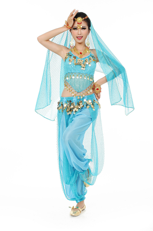 Kostim za belly dance, set od 3 dijela: gornji dio, hlače i kaiš oko struka; tkanina šifon, sintetička vlakna