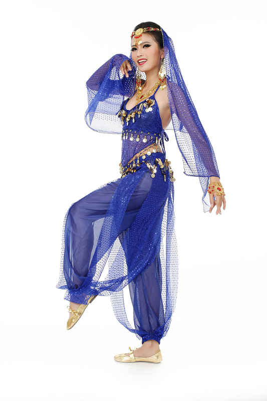 Kostim za belly dance, set od 3 dijela: gornji dio, hlače i kaiš oko struka; tkanina šifon, sintetička vlakna