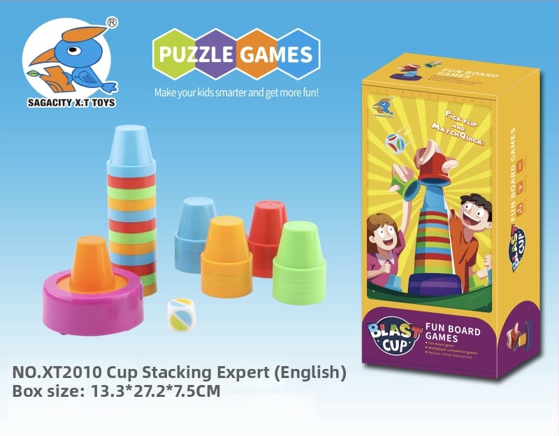Desktop igra s čašicama za slaganje – koordinacija ruka-oko, edukativna obiteljska društvena igra, plastika, SAGACITY X.T TOYS, za uzrast 7–14