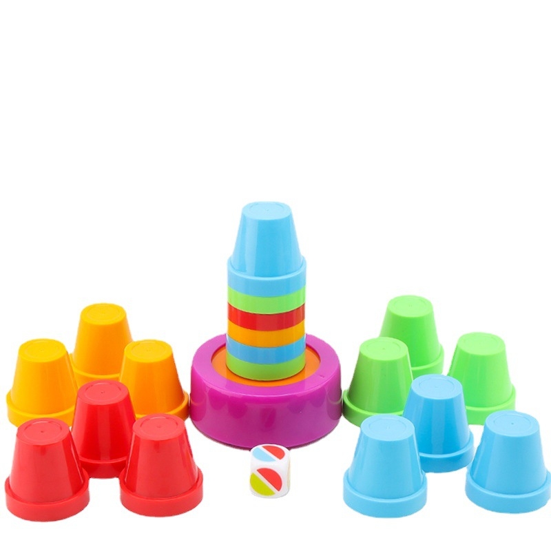 Desktop igra s čašicama za slaganje – koordinacija ruka-oko, edukativna obiteljska društvena igra, plastika, SAGACITY X.T TOYS, za uzrast 7–14