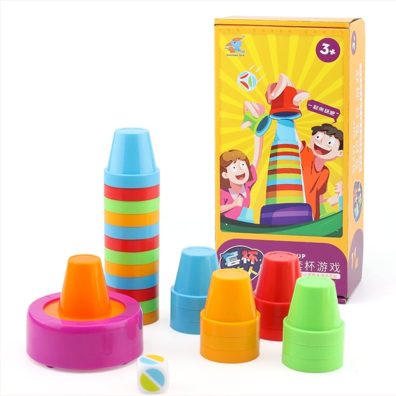 Desktop igra s čašicama za slaganje – koordinacija ruka-oko, edukativna obiteljska društvena igra, plastika, SAGACITY X.T TOYS, za uzrast 7–14