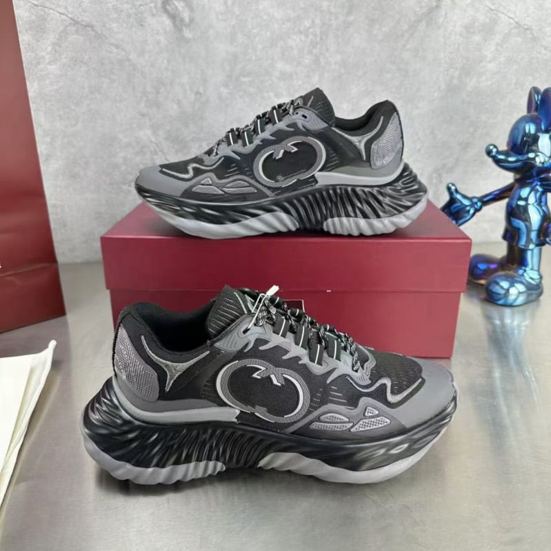 Ανδικο-γυναικεία αθλητικά με πλατφόρμα, χοντρή σόλα, κύματα-ριγές σχέδιο, κορδόνια, άνω μέρος από δέρμα προβάτου