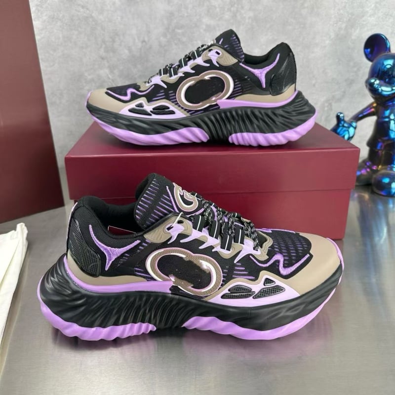 Ανδικο-γυναικεία αθλητικά με πλατφόρμα, χοντρή σόλα, κύματα-ριγές σχέδιο, κορδόνια, άνω μέρος από δέρμα προβάτου