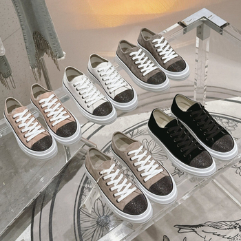 Кецове за дами от велур с връзки, кръгъл нос, гумена подметка, нисък ток (1-3 см)