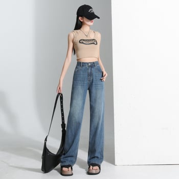 Hlače visokog struka od Tencel denima, široke nogavice, straight kroj, lagana Lyocell tkanina 70-80%