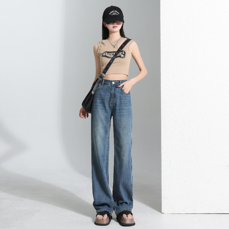 Hlače visokog struka od Tencel denima, široke nogavice, straight kroj, lagana Lyocell tkanina 70-80%