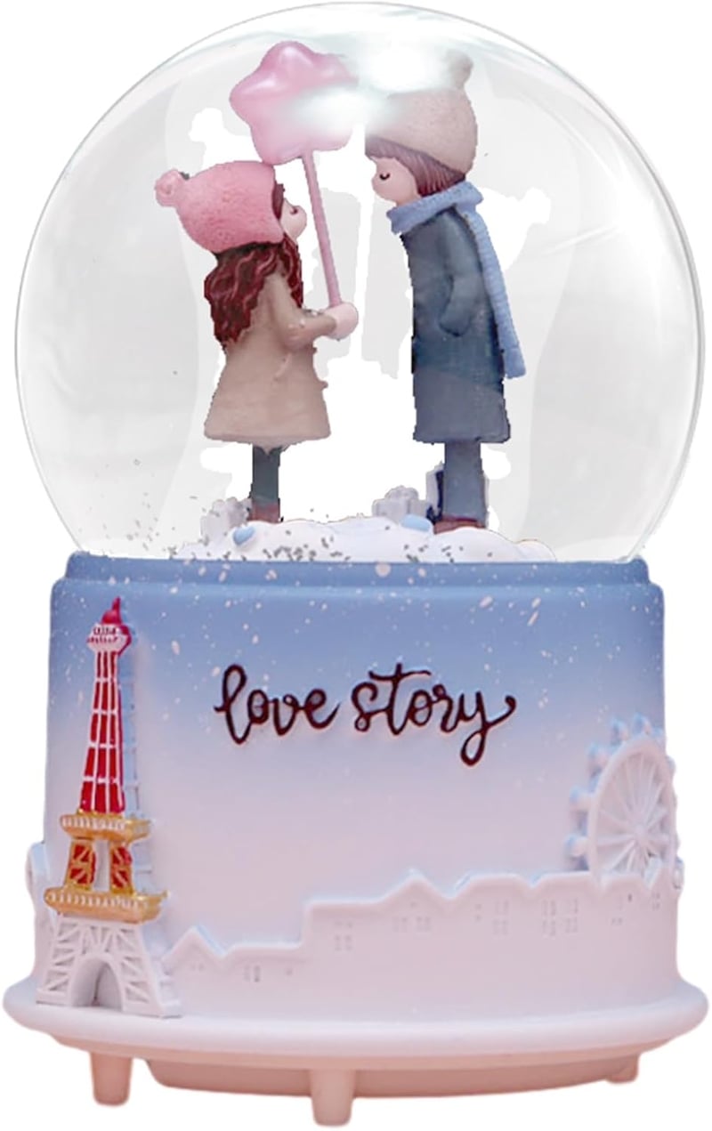 Преспапие Love story, Стъкло/керамика, Музикално, 16х10см