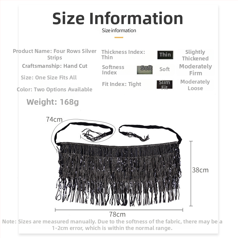 Kostým Belly Dance s pásom na telo a strapcový šál na bedrá, Jar 2025, polyester, viac než 95% polyester, Pure Lust štýl, Street Trendsetter, Zložitá kvalita spracovania