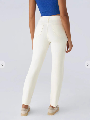 Traperice visokim strukom, ravni kroj (Spandex 30-50%, visoka elastičnost, pranje pijeskom)