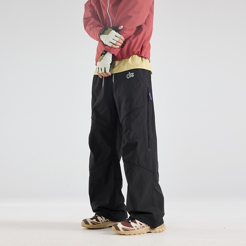 Pantalone američkog stila za zimu, debele vanjske planinarske hlače s vodootpornom završnom obradom, bočni zip, ravni kroj, padobranski stil