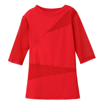 Ženski moderni plesni top za latino i standardne plesove, Cotton Blend tkanina, 90% najlon, ljeto
