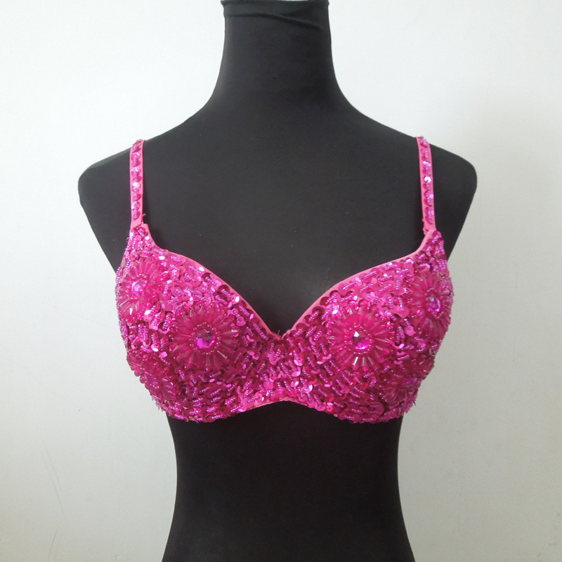 Bustier za ples trbuha s šljokicama – floralni uzorak; glavni materijal: 96% poliester, 4% elastan; podstava: 85% poliester; namijenjeno odraslim ženama 18–24 godina