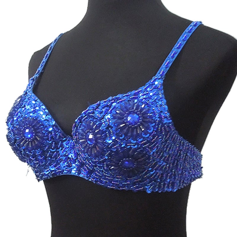 Bustier za ples trbuha s šljokicama – floralni uzorak; glavni materijal: 96% poliester, 4% elastan; podstava: 85% poliester; namijenjeno odraslim ženama 18–24 godina