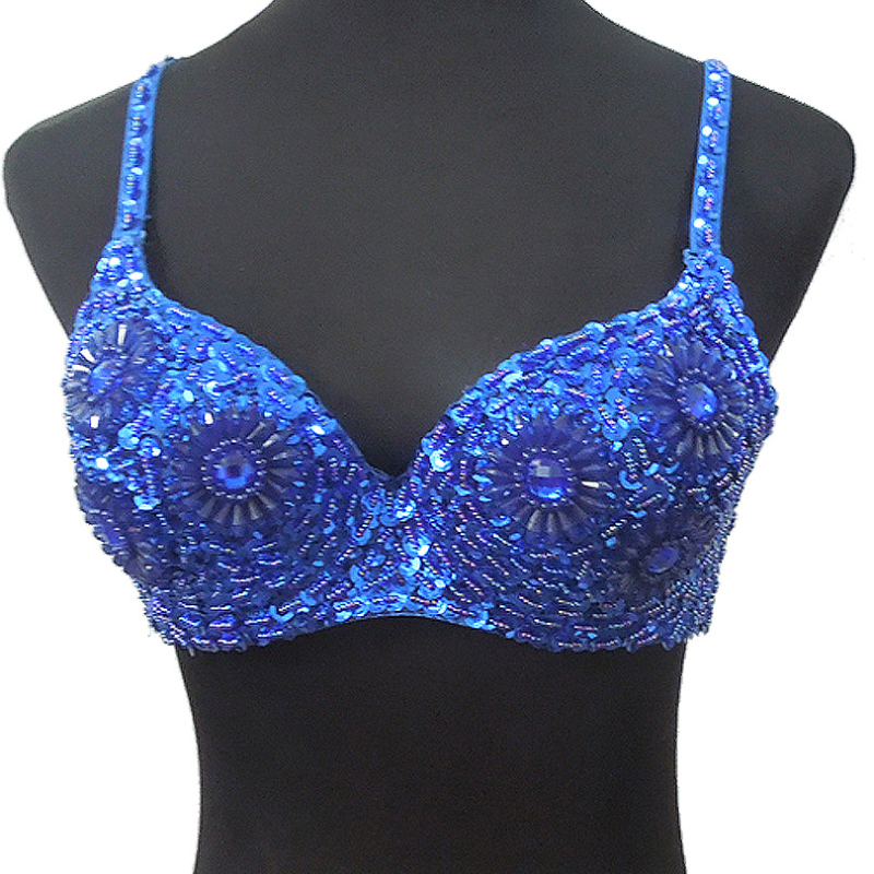 Bustier za ples trbuha s šljokicama – floralni uzorak; glavni materijal: 96% poliester, 4% elastan; podstava: 85% poliester; namijenjeno odraslim ženama 18–24 godina