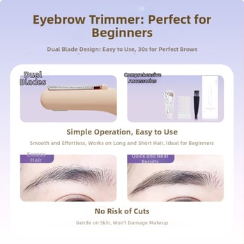 Trimmer electric pentru sprâncene, corp ABS, set de 3 piese, pentru femei, uz casnic, reîncărcabil