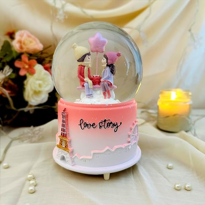 Преспапие Love story 1, Стъкло/керамика, Музикално, 16х10см