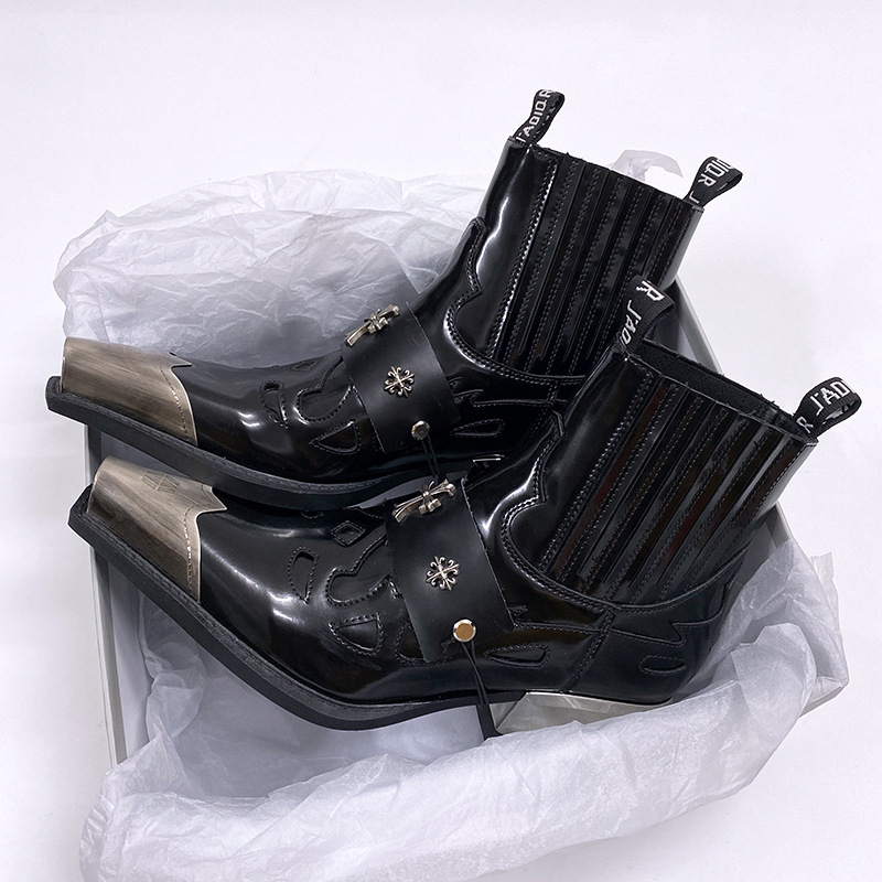 Chelsea čizme – Punk stil, oštar vrh, srednja visina potpetice 3-5 cm, debeli potpetica