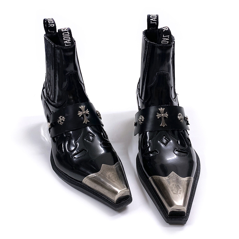 Chelsea čizme – Punk stil, oštar vrh, srednja visina potpetice 3-5 cm, debeli potpetica