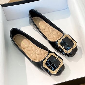 Γυναικείοι loafers με στρογγυλή μύτη, PU επάνω, καουτσούκ σόλα, χαμηλό ύψος αστραγάλου, άνοιξη