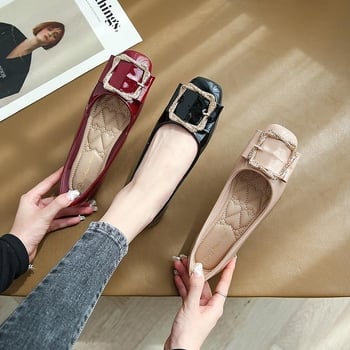 Γυναικείοι loafers με στρογγυλή μύτη, PU επάνω, καουτσούκ σόλα, χαμηλό ύψος αστραγάλου, άνοιξη