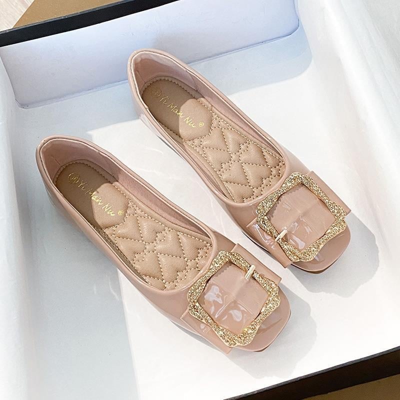 Γυναικείοι loafers με στρογγυλή μύτη, PU επάνω, καουτσούκ σόλα, χαμηλό ύψος αστραγάλου, άνοιξη