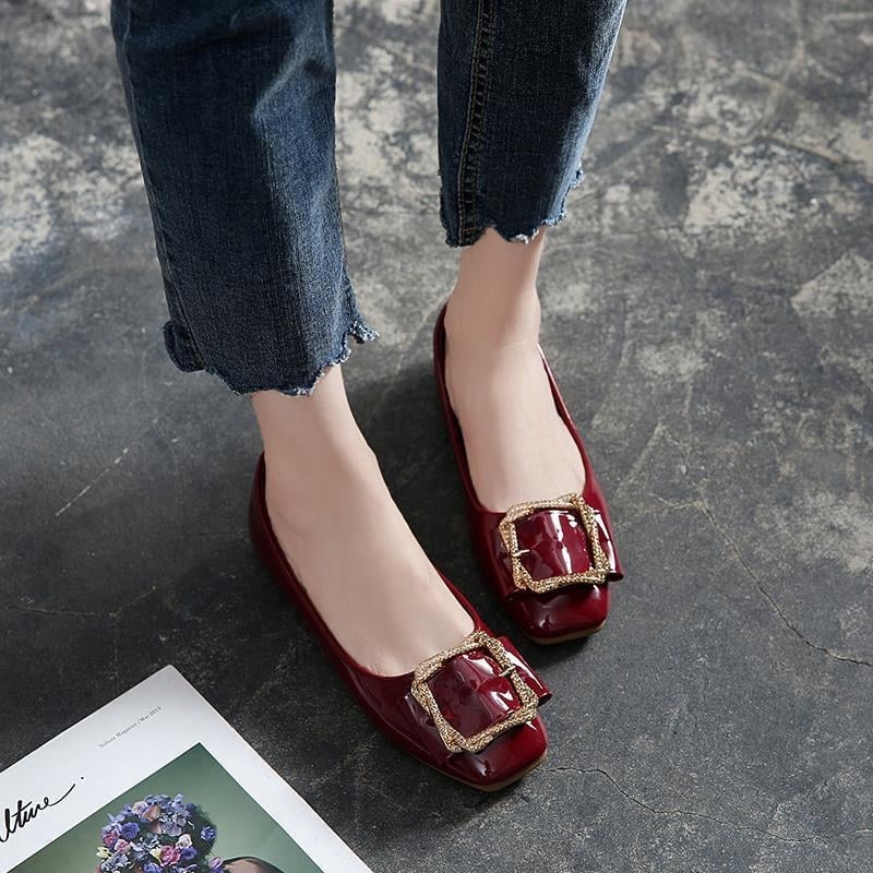 Γυναικείοι loafers με στρογγυλή μύτη, PU επάνω, καουτσούκ σόλα, χαμηλό ύψος αστραγάλου, άνοιξη