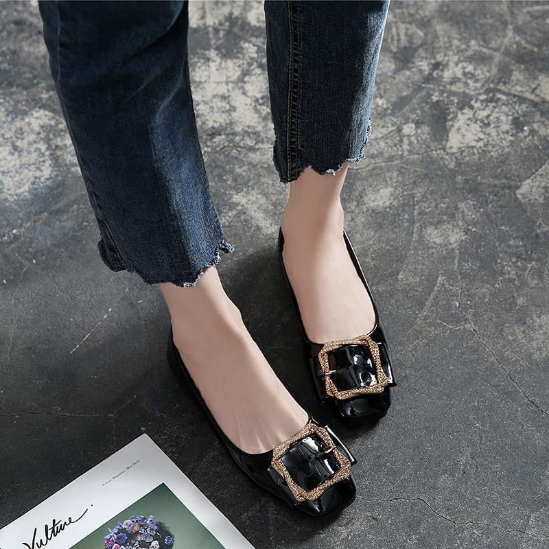 Γυναικείοι loafers με στρογγυλή μύτη, PU επάνω, καουτσούκ σόλα, χαμηλό ύψος αστραγάλου, άνοιξη