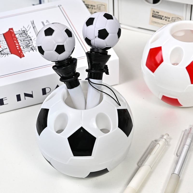 Дръжач за писалка във форма на футбол и органайзер за бюро, пластмасов, Lemon Oak, подходящ за подарък за рожден ден и завършване