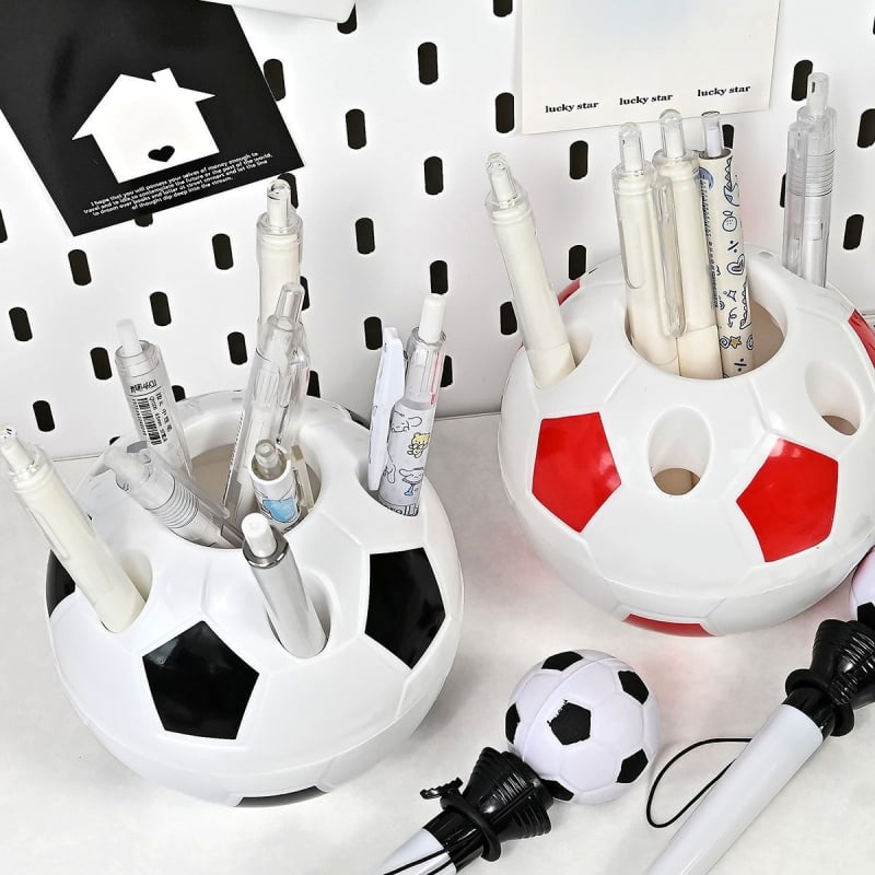 Дръжач за писалка във форма на футбол и органайзер за бюро, пластмасов, Lemon Oak, подходящ за подарък за рожден ден и завършване