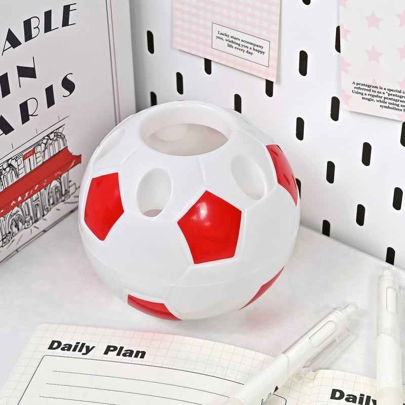 Дръжач за писалка във форма на футбол и органайзер за бюро, пластмасов, Lemon Oak, подходящ за подарък за рожден ден и завършване