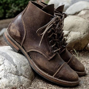 Martin čizme za muškarce, retro stil, PU gornji dio, gumena potplat, okrugli vrh