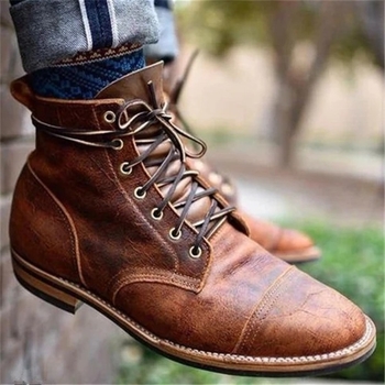 Martin čizme za muškarce, retro stil, PU gornji dio, gumena potplat, okrugli vrh