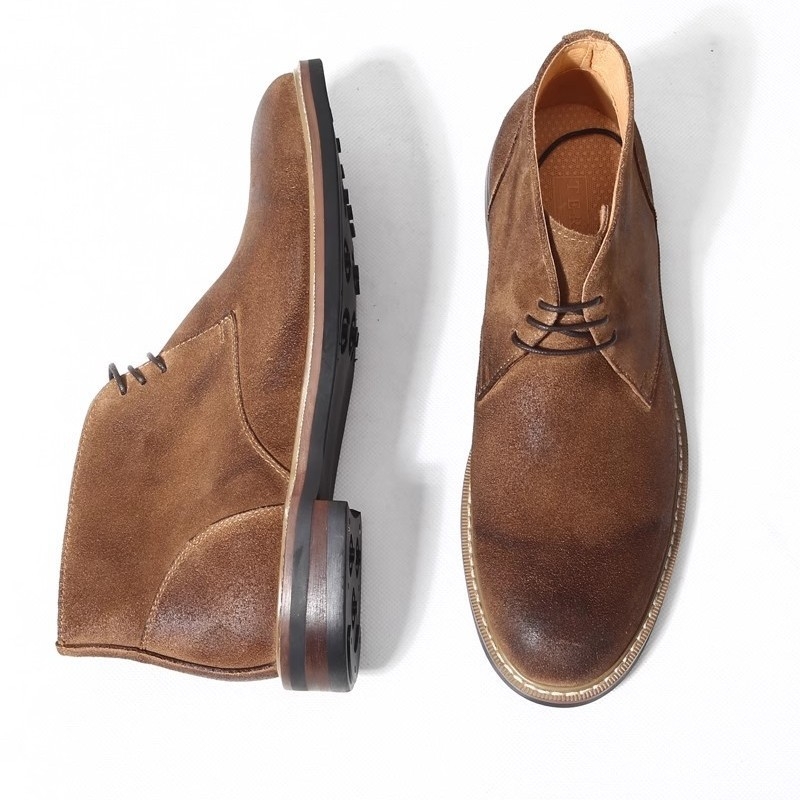 Мъжки ботуши Martin, високи, естествена кожа, гумена подметка, нисък ток