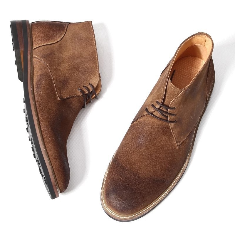 Мъжки ботуши Martin, високи, естествена кожа, гумена подметка, нисък ток