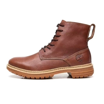 Ghete Martin din piele naturală, vârf rotund, toc mic, înălțime medie a tibiei