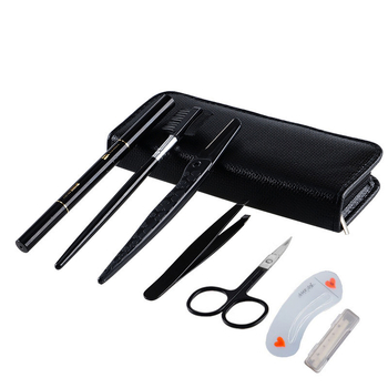 Комплект за подстригване на вежди от 7 части за начинаещи: двуостър тример за вежди, молив за вежди и включен клипър за вежди