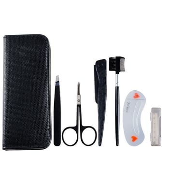 Комплект за подстригване на вежди от 7 части за начинаещи: двуостър тример за вежди, молив за вежди и включен клипър за вежди