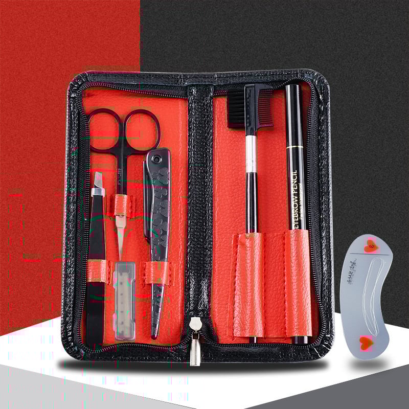 Комплект за подстригване на вежди от 7 части за начинаещи: двуостър тример за вежди, молив за вежди и включен клипър за вежди