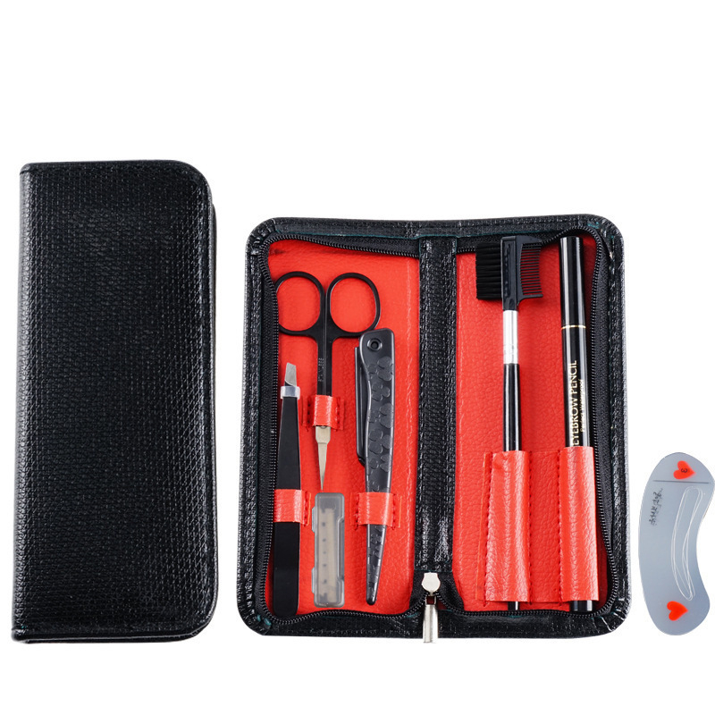 Комплект за подстригване на вежди от 7 части за начинаещи: двуостър тример за вежди, молив за вежди и включен клипър за вежди