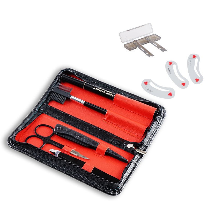 Комплект за подстригване на вежди от 7 части за начинаещи: двуостър тример за вежди, молив за вежди и включен клипър за вежди