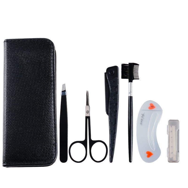 Комплект за подстригване на вежди от 7 части за начинаещи: двуостър тример за вежди, молив за вежди и включен клипър за вежди
