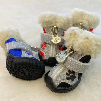 Cizme de iarnă pentru câini, antiderapante, calde, rezistente la uzură, (material: pânză; potrivire universală)