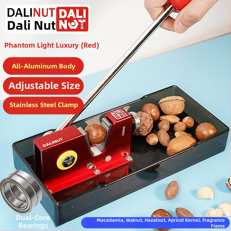 Otvárač šupiek makadamie - hliníkové telo, moderný minimalistický dizajn, uvedené na trh 2018, tlačené logo, možnosť súkromnej značky