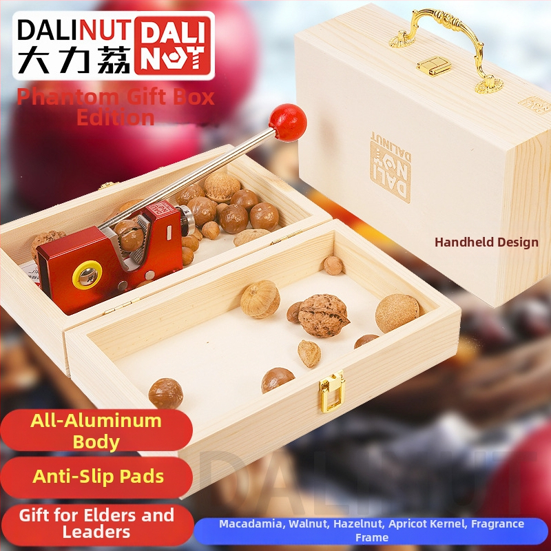 Otvárač šupiek makadamie - hliníkové telo, moderný minimalistický dizajn, uvedené na trh 2018, tlačené logo, možnosť súkromnej značky