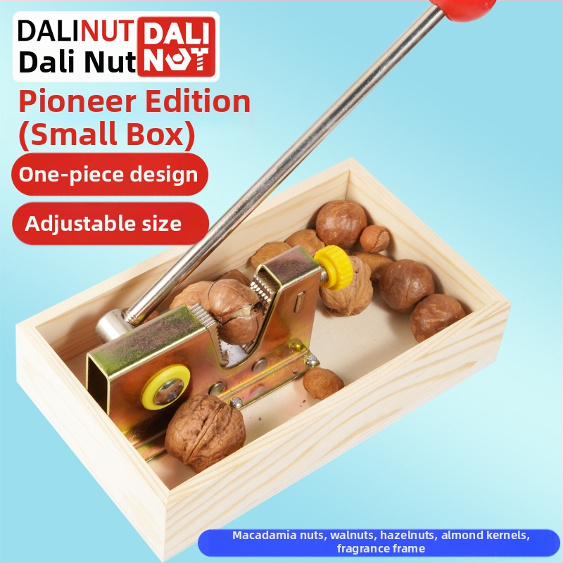 Otvárač šupiek makadamie - hliníkové telo, moderný minimalistický dizajn, uvedené na trh 2018, tlačené logo, možnosť súkromnej značky