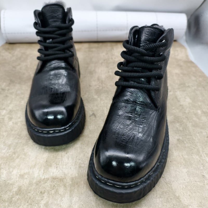 Férfi Martin bakancsok, szemcsés marhabőr, vízálló és csúszásmentes, gyapjú bélés, középmagas szár, habos gumitalp